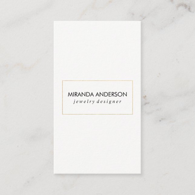 Stylish Faux Golden Border Black White Business Card (Front)