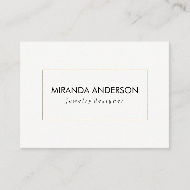 Stylish Faux Golden Border Black White Business Card (Front)