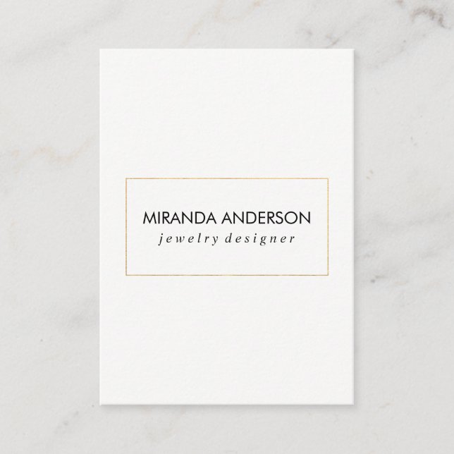 Stylish Faux Golden Border Black White Business Card (Front)
