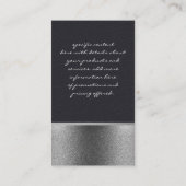 Stylish Faux Leather Silver Glitter Trim Business Card (Back)
