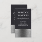 Stylish Faux Leather Silver Glitter Trim Business Card (Front/Back)