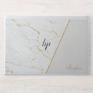 Stylish Faux Marble Blush Rose Gold Glitter HP Laptop Skin
