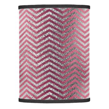Stylish Faux Pink & Silver Chevrons Foil Lamp Shade by kye_designs at Zazzle