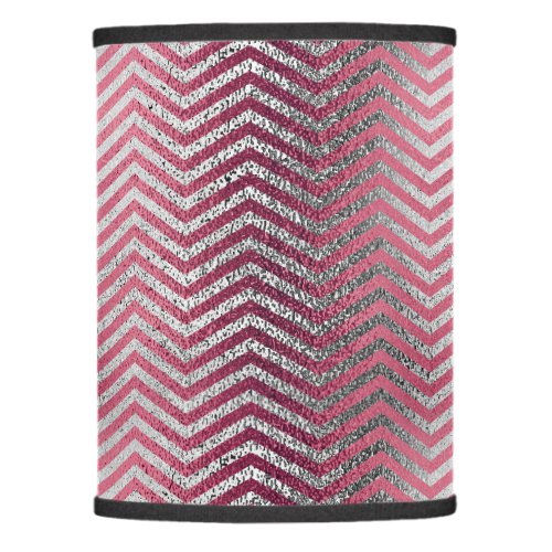 Stylish Faux pink  silver chevrons Foil Lamp Shade