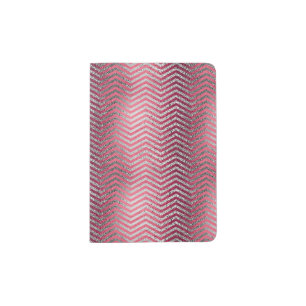 Stylish Faux pink & silver chevrons Foil Passport Holder