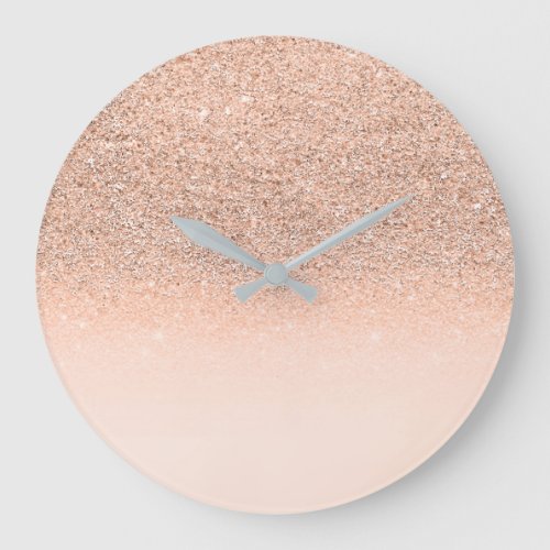 Stylish Faux Rose Glitter  Minimal Monochromatic Large Clock