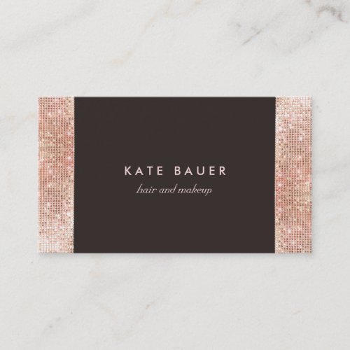 Stylish FAUX Rose Gold Sequin Beauty and Beauty Business Card