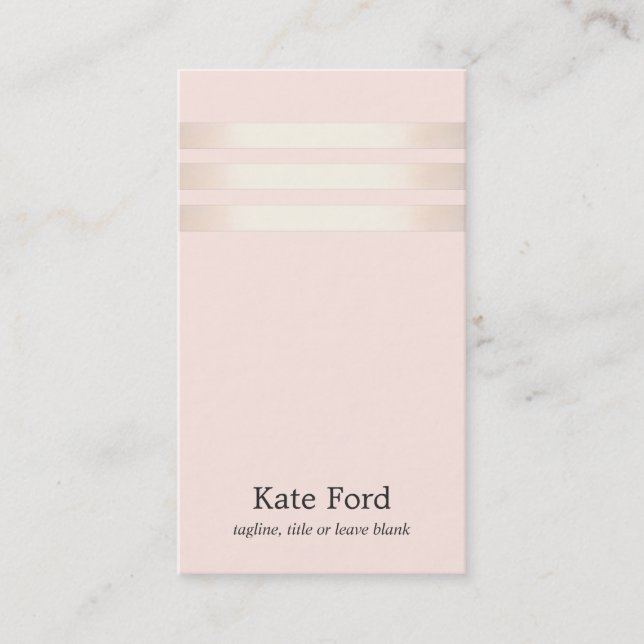 Stylish Faux Rose Gold Striped Light Pink 2 Business Card (Front)