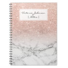 Stylish faux rose pink glitter ombre white marble