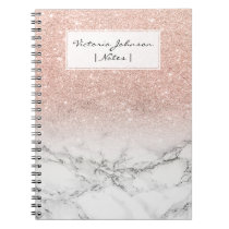 Stylish faux rose pink glitter ombre white marble notebook Stylish faux rose pink glitter ombre white marble notebook