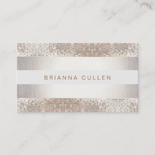 Stylish Faux Sequin Stripe Beauty and Fashion Business Card Templates