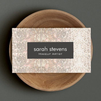 Stylish Faux Silver Sequins Beauty Fashion Retro Business Card by sm_business_cards at Zazzle