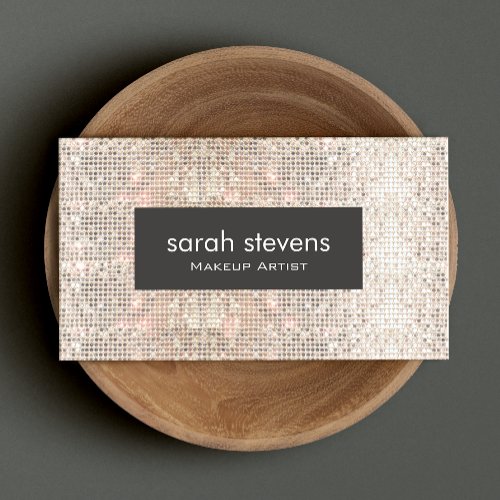 Stylish Faux Silver Sequins Beauty Fashion Retro Business Card