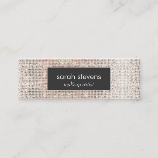 Customizable Stylish Faux Silver Sequins Beauty Fashion Retro Business Card Templates