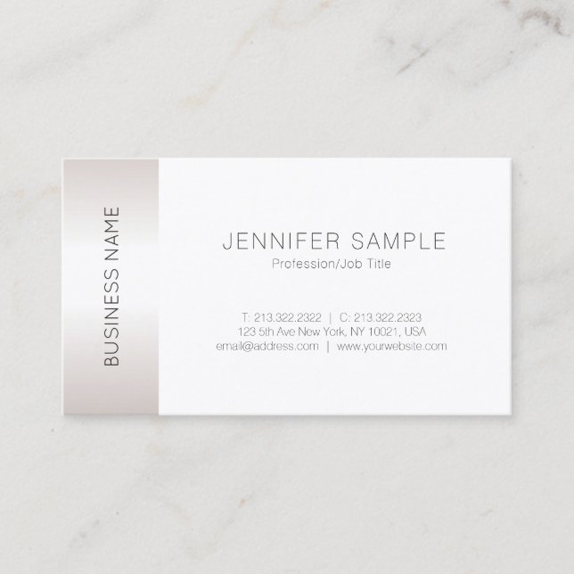Stylish Faux Silver Simple Plain Luxury Trendy Business Card (Front)