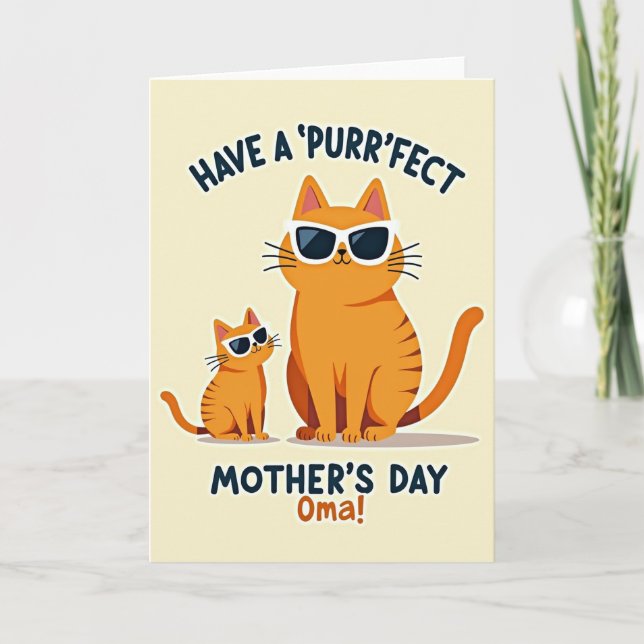 Stylish Feline Mothers Day Card (Front)