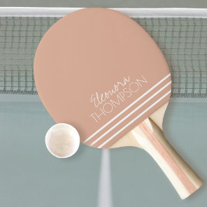 Stylish Feminine Dusty Rose Striped Monogram  Ping Pong Paddle