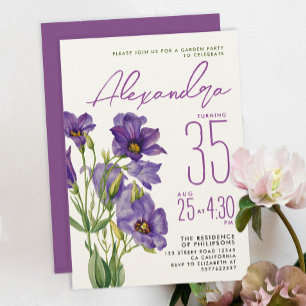 Stylish Feminine Violet Purple Flowers Botanical Invitation