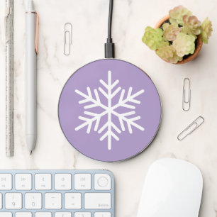 Stylish Festive Nordic Snowflake On Light Purple Wireless Charger