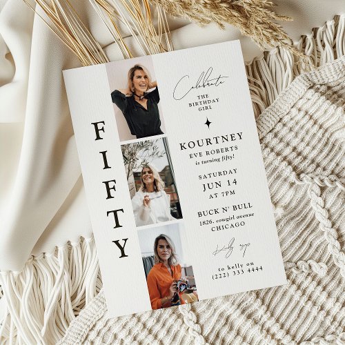 Stylish FIFTY Photo Strip 50th Birthday 