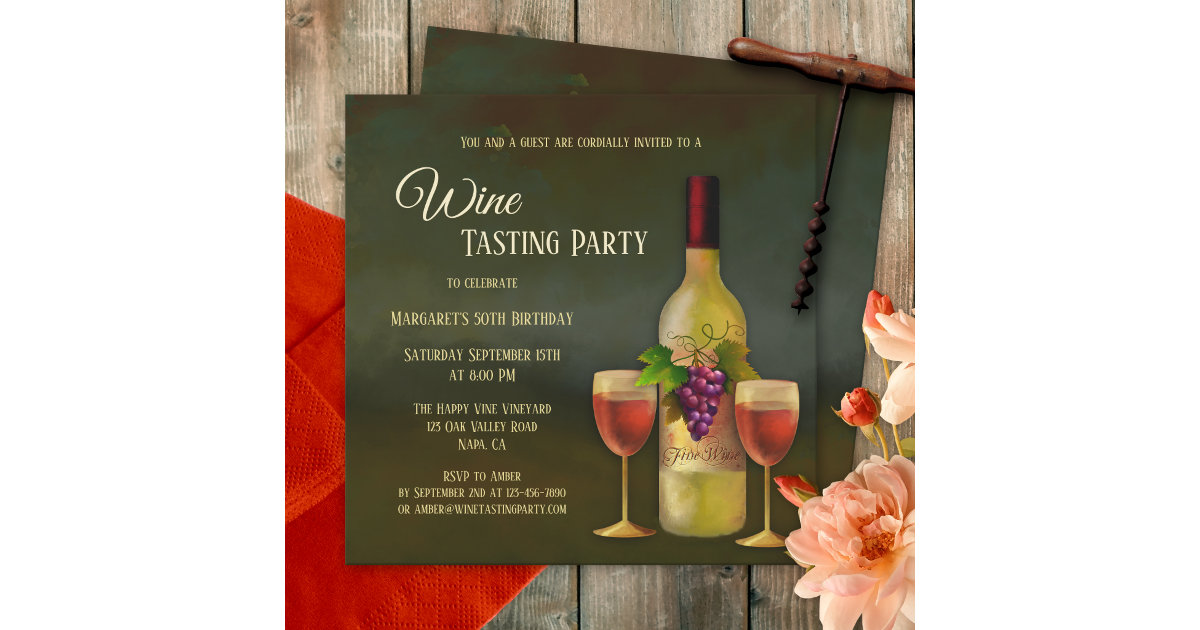 Stylish Fine Art Wine Tasting Invitation | Zazzle