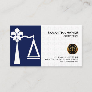 Stylish Fleur-De-Lis Justice Scales Elegant White Business Card