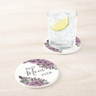 Stylish Floral Best Mom Ever Coaster