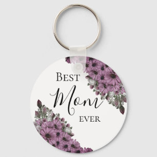 Stylish Floral Best Mom Ever     Keychain