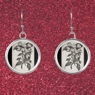 Stylish Floral Black & White Earrings