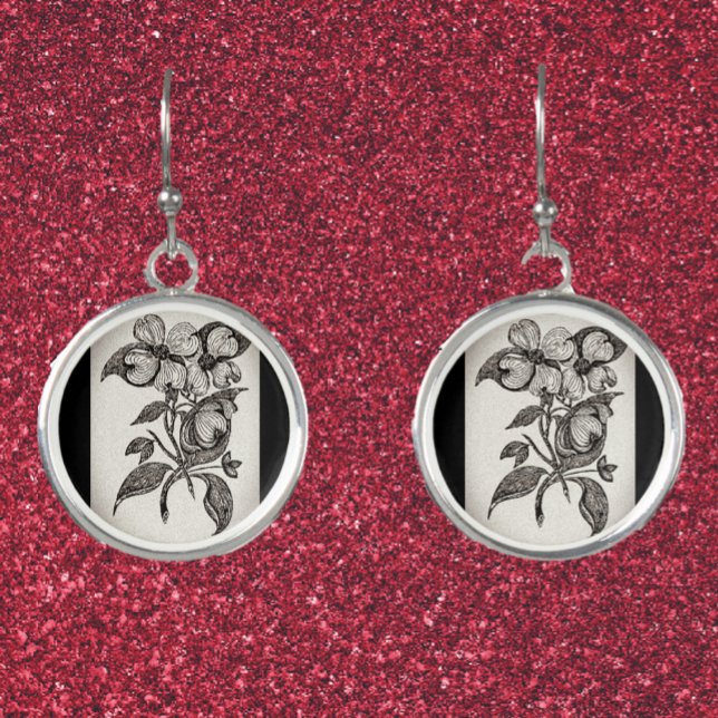 Stylish Floral Black & White Earrings (Creator Uploaded)