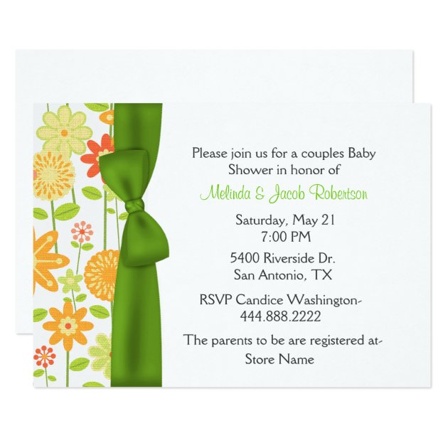 Stylish Floral Couples Baby Shower Invitation