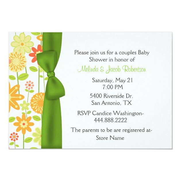 Stylish Floral Couples Baby Shower Invitation
