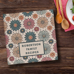 Stylish floral custom family name recipe 3 ring binder