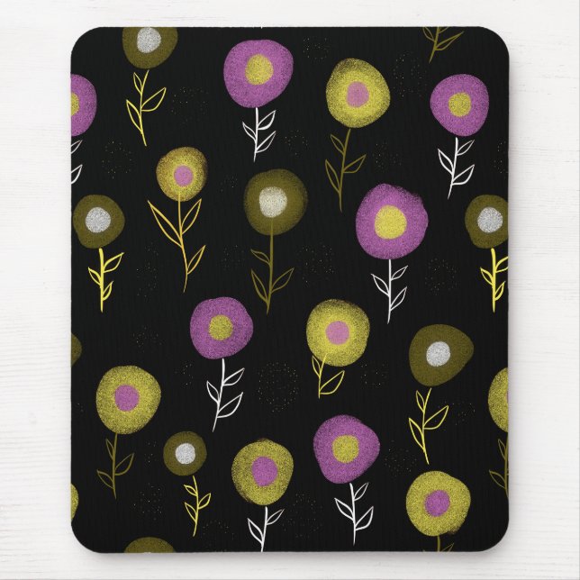 Stylish Floral Dark Botanical Pattern Mouse Pad (Front)