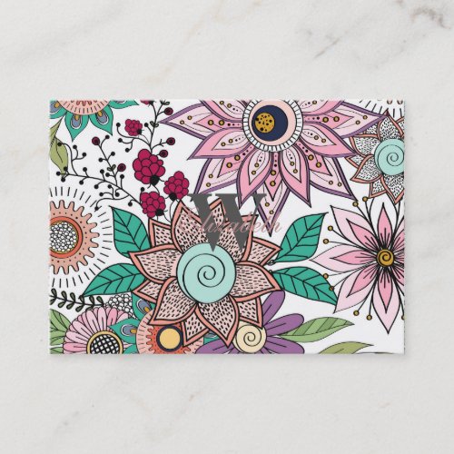 Stylish floral doodles vibrant design business card