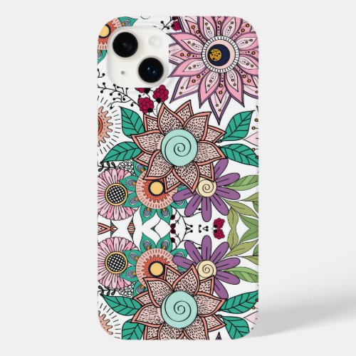 Stylish floral doodles vibrant design Case_Mate iPhone 14 plus case