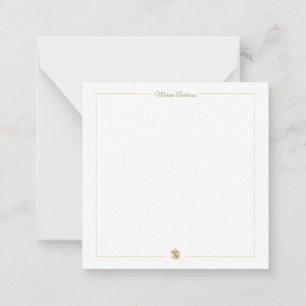 Stylish floral Fleur de Lys Personalized Name Note Card
