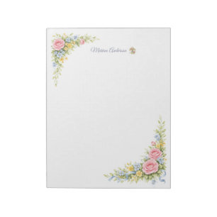 Stylish floral Fleur de Lys Personalized Name Notepad