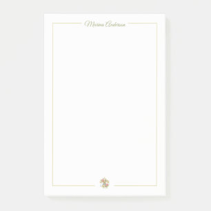 Stylish floral Fleur de Lys  Personalized Name Post-it Notes
