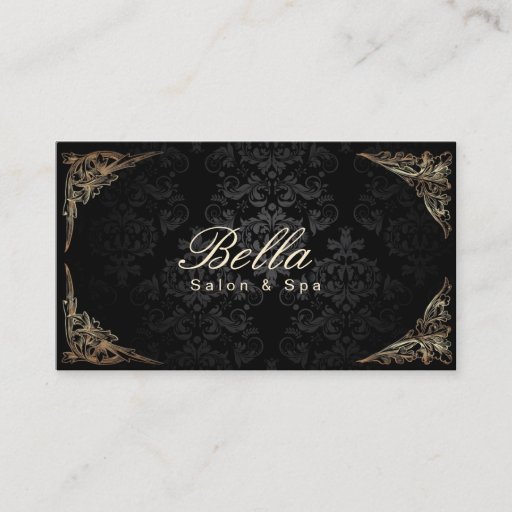 Customizable Stylish Floral Framed Damask Salon &amp; Spa Business Card Template