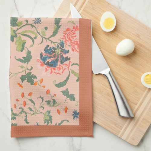 Stylish Floral Greenery Terracotta Kitchen Towel