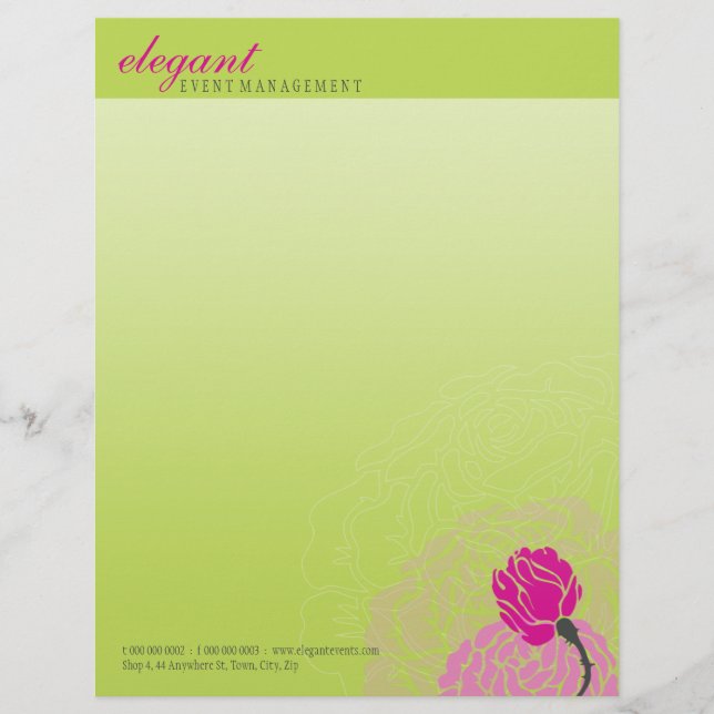 STYLISH FLORAL LETTERHEAD :: elegant rose 6 (Front)