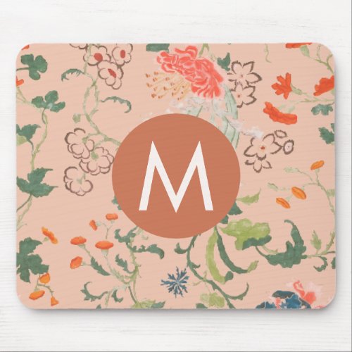 Stylish Floral Monogram Mouse Pad