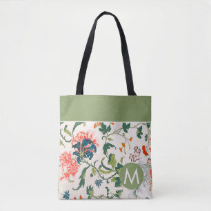 Stylish Floral Monogram Tote Bag