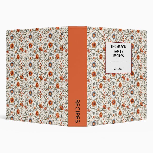 Stylish Floral Neutrals Personalized Recipe  3 Ring Binder (Background)