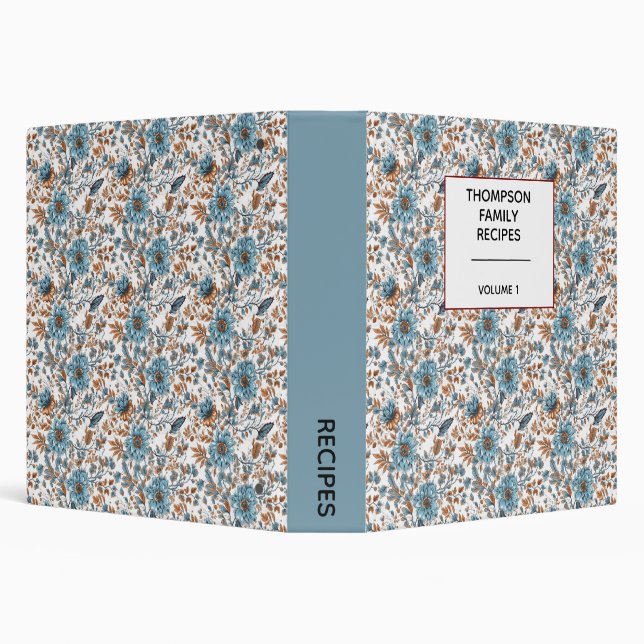 Stylish Floral Neutrals Personalized Recipe  3 Ring Binder (Background)