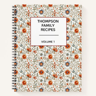 Stylish Floral Neutrals Personalized Recipe Notebook
