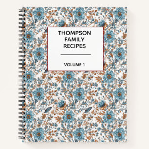 Stylish Floral Neutrals Personalized Recipe Notebook