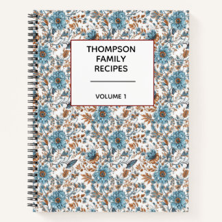 Stylish Floral Neutrals Personalized Recipe Notebook
