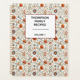 Stylish Floral Neutrals Personalized Recipe Planner